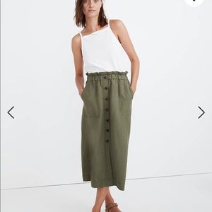 Madewell Paperbag Button-Front Midi Skirt - XL